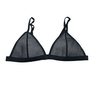 Flora Vogue Mesh Triangle Bikini Top Fishnet Bralette Black M